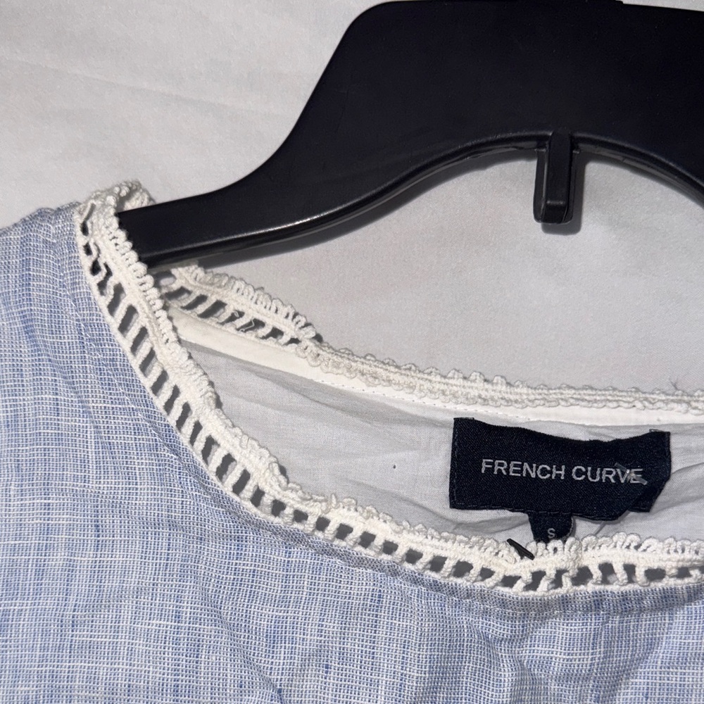French Curve 100% Linen Dress with Lace Detail NWT Size Small - Picture 10 of 12